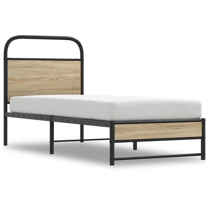 Bedframe zonder matras bewerkt hout gerookt eiken 80x200 cm