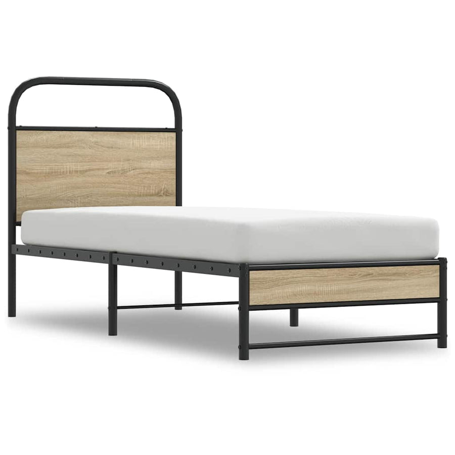Bedframe zonder matras bewerkt hout gerookt eiken 80x200 cm