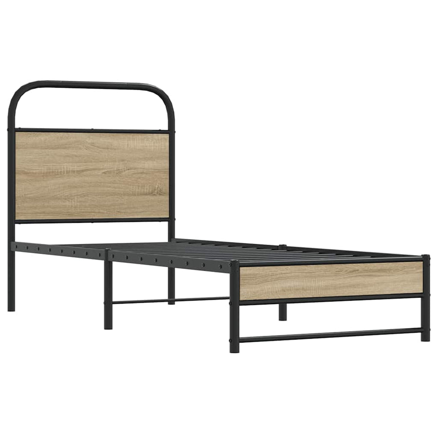 Bedframe zonder matras bewerkt hout gerookt eiken 80x200 cm
