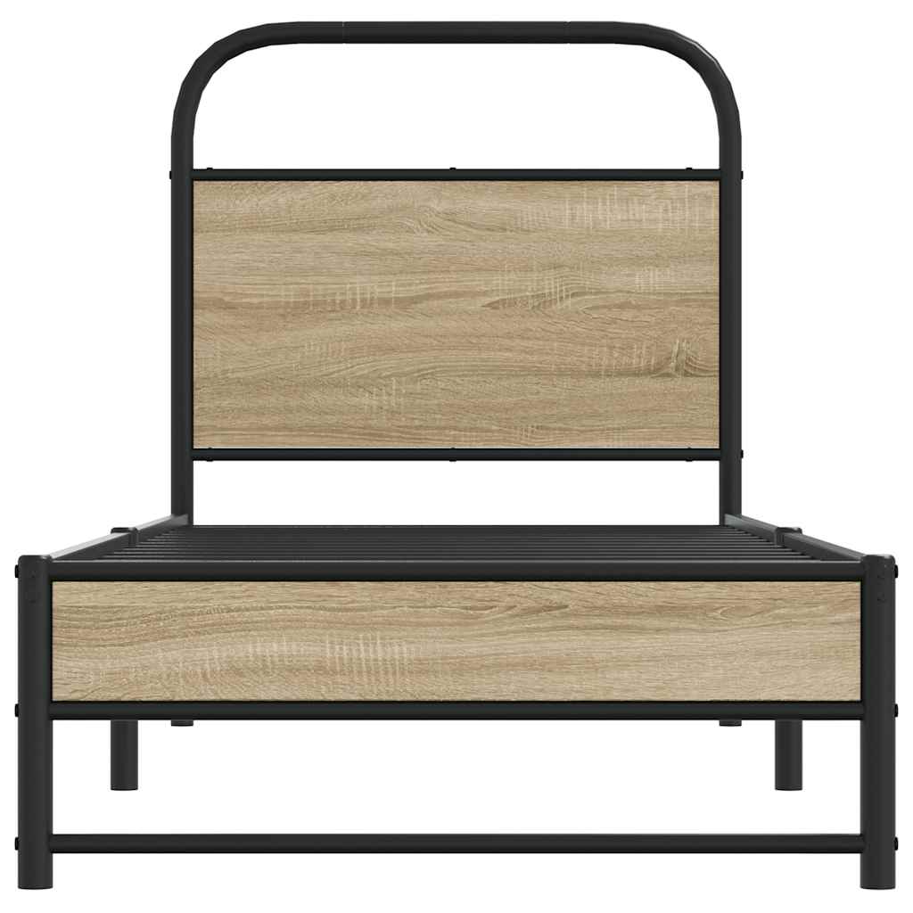 Bedframe zonder matras bewerkt hout gerookt eiken 80x200 cm