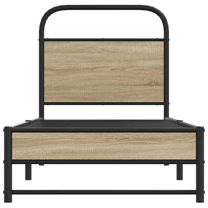 Bedframe zonder matras bewerkt hout gerookt eiken 80x200 cm