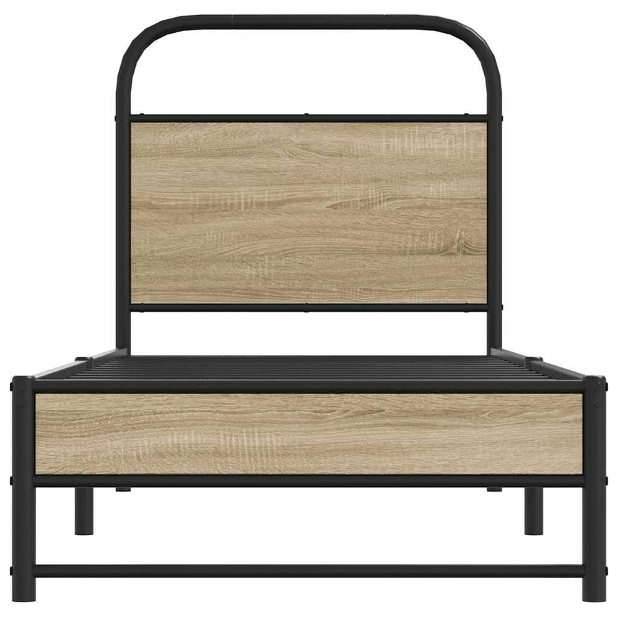 Bedframe zonder matras bewerkt hout gerookt eiken 80x200 cm