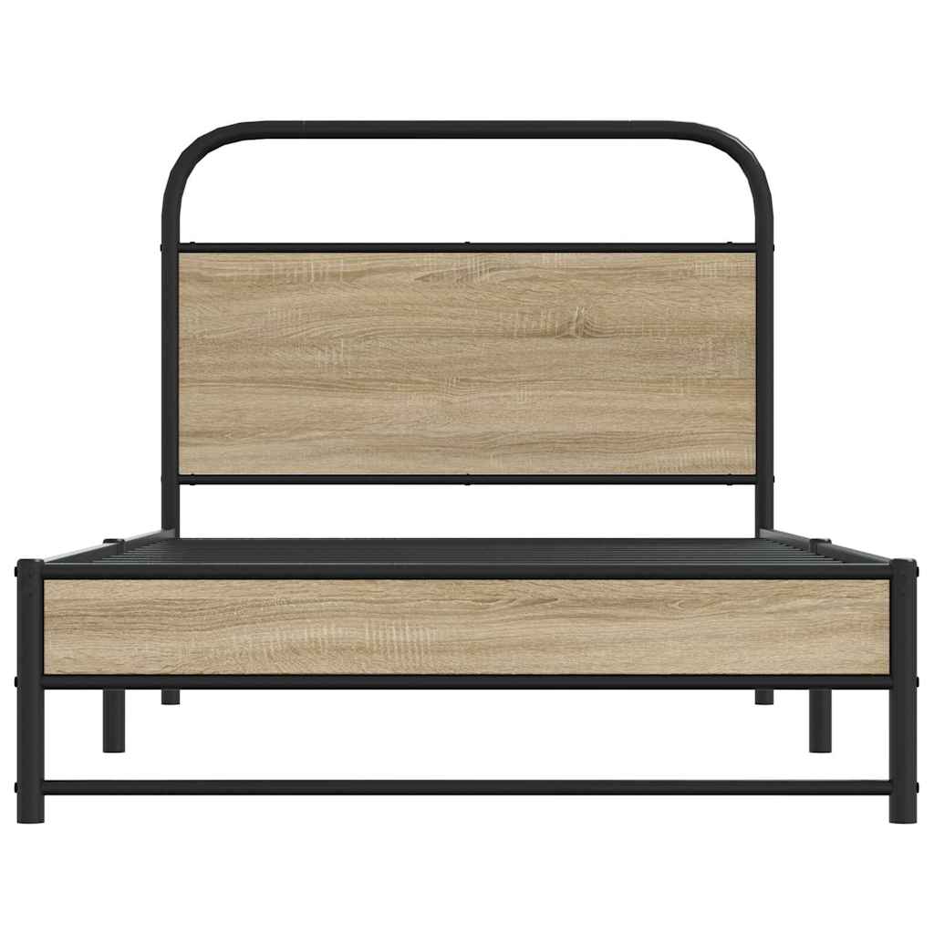 Bedframe zonder matras bewerkt hout gerookt eiken 90x190 cm