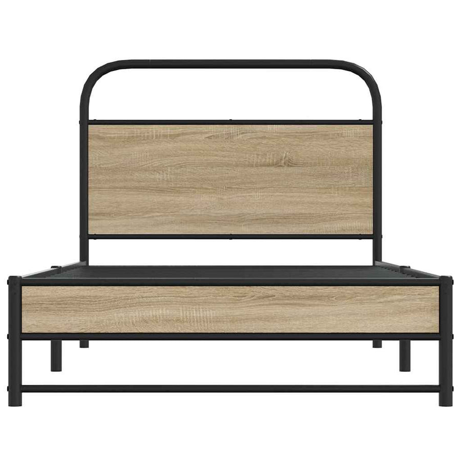 Bedframe zonder matras bewerkt hout gerookt eiken 90x190 cm