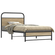 Bedframe 90x190 cm bewerkt hout gerookt eiken