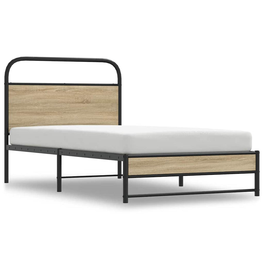 Bedframe zonder matras bewerkt hout gerookt eiken 100x190 cm
