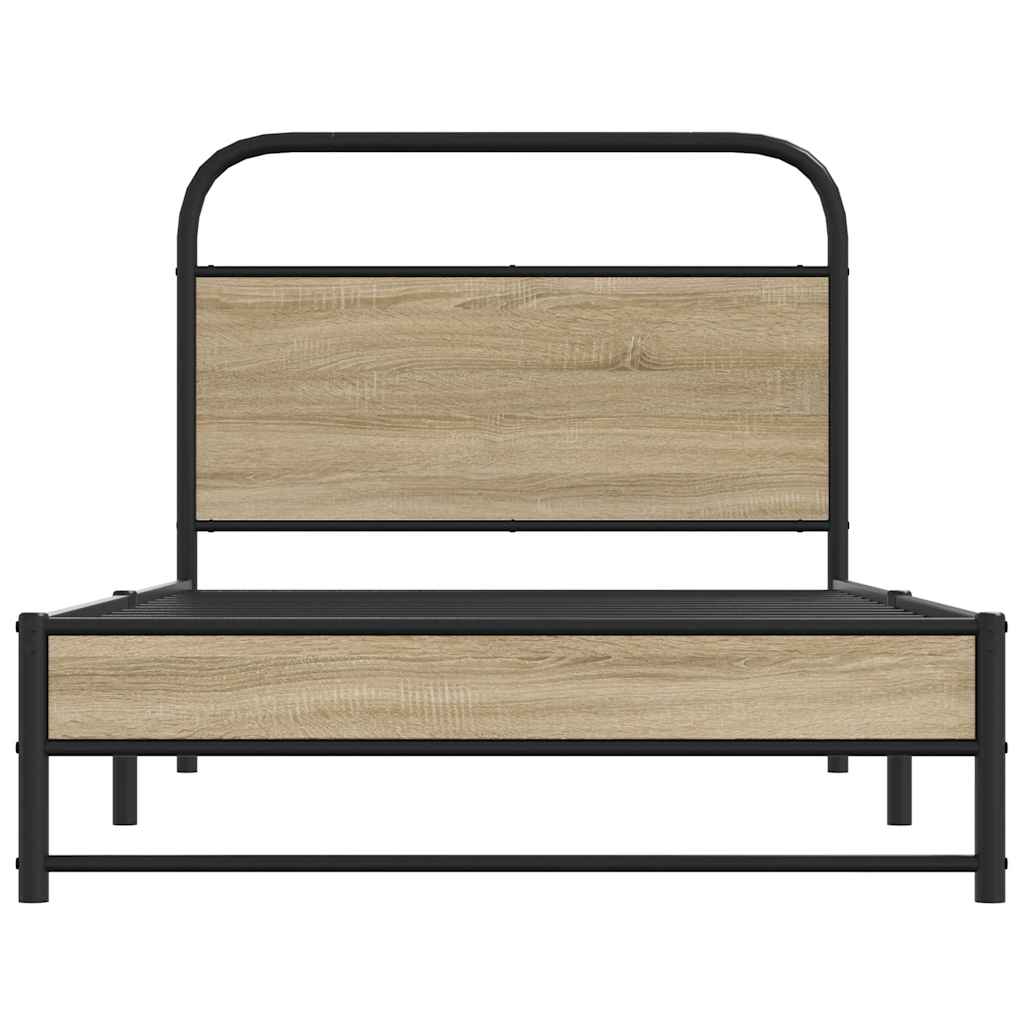 Bedframe zonder matras bewerkt hout gerookt eiken 100x190 cm