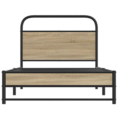 Bedframe zonder matras bewerkt hout gerookt eiken 100x190 cm