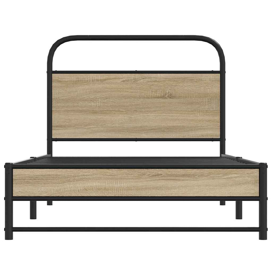 Bedframe zonder matras bewerkt hout gerookt eiken 100x190 cm
