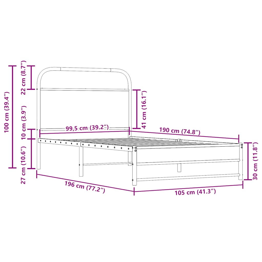Bedframe zonder matras bewerkt hout gerookt eiken 100x190 cm