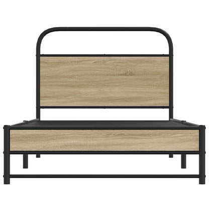 Bedframe zonder matras bewerkt hout gerookt eiken 100x200 cm