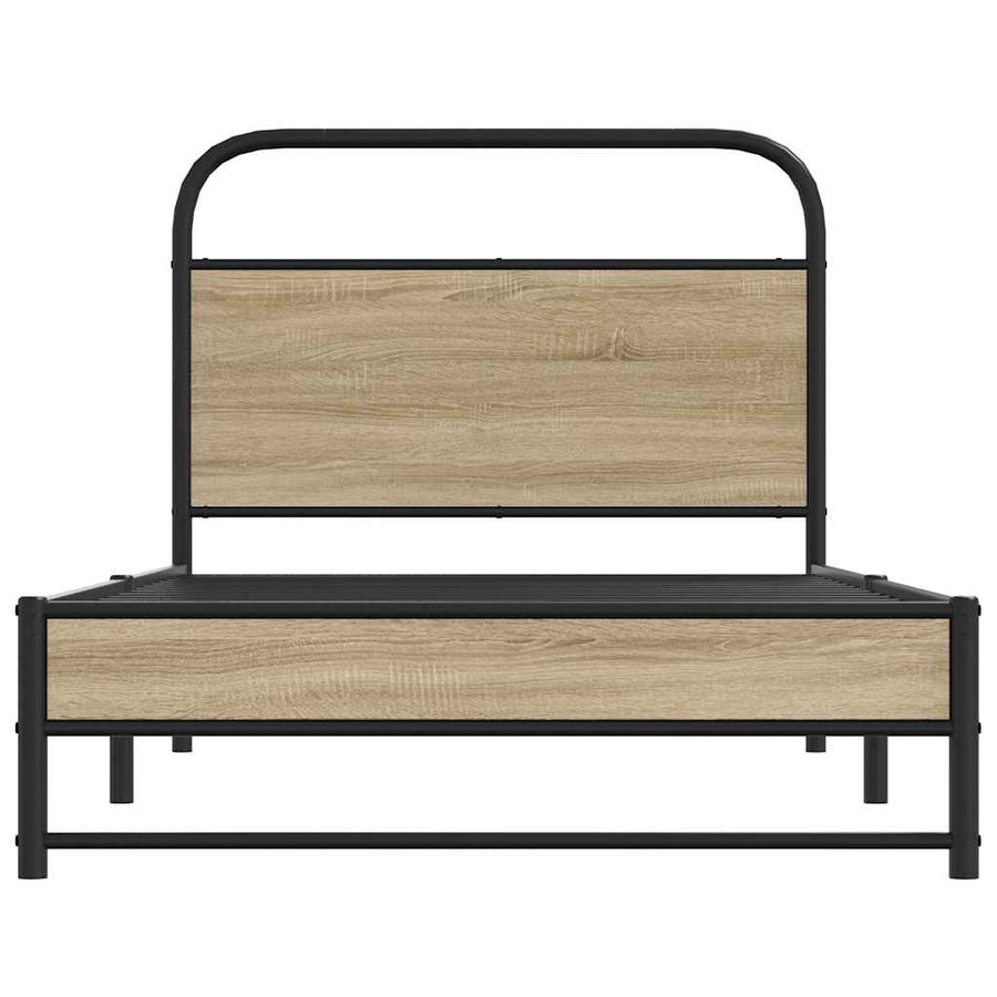 Bedframe zonder matras bewerkt hout gerookt eiken 100x200 cm
