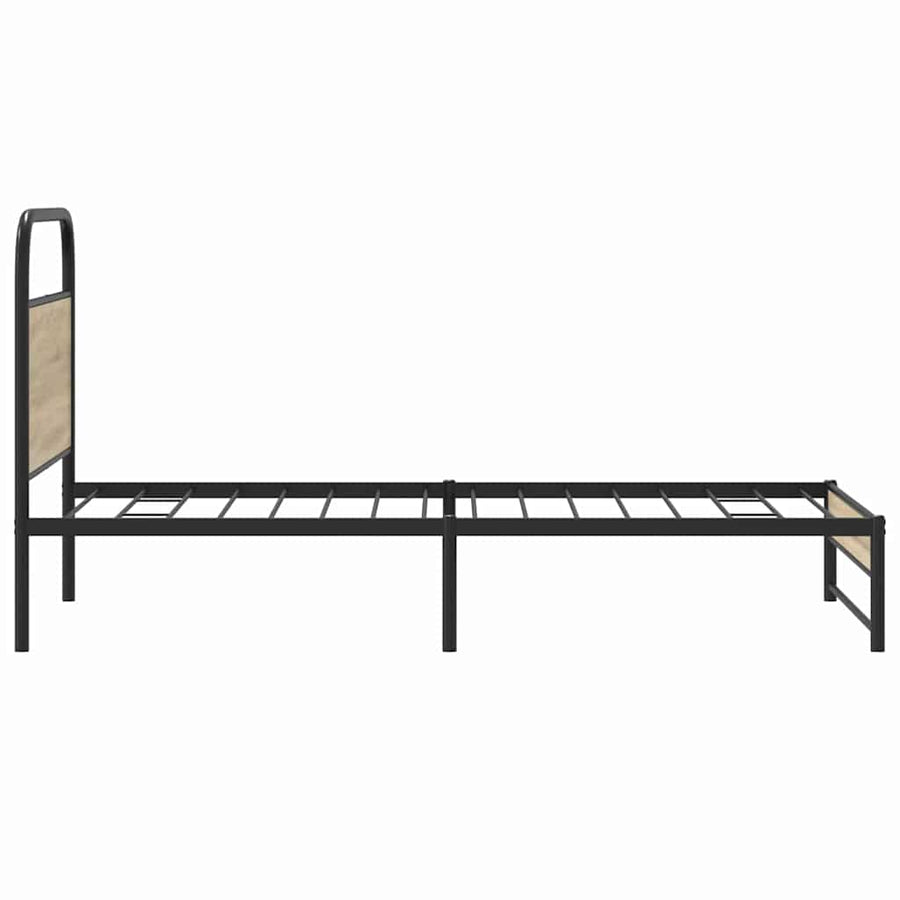 Bedframe zonder matras bewerkt hout gerookt eiken 100x200 cm