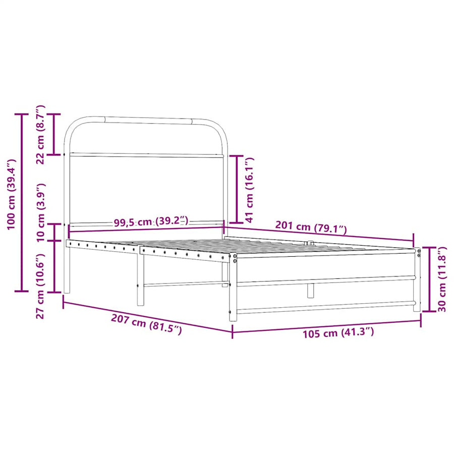 Bedframe zonder matras bewerkt hout gerookt eiken 100x200 cm