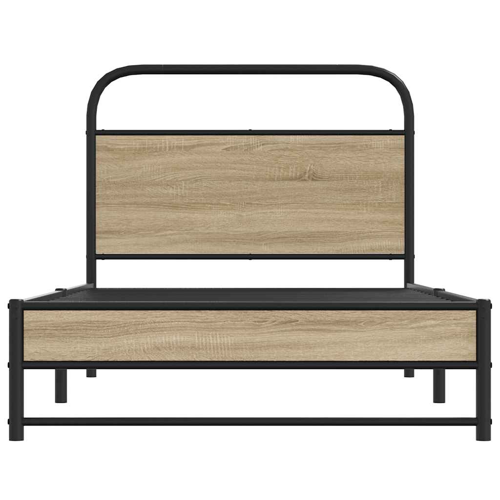Bedframe zonder matras bewerkt hout gerookt eiken 107x203 cm