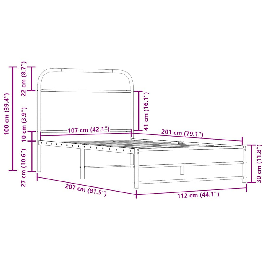 Bedframe zonder matras bewerkt hout gerookt eiken 107x203 cm