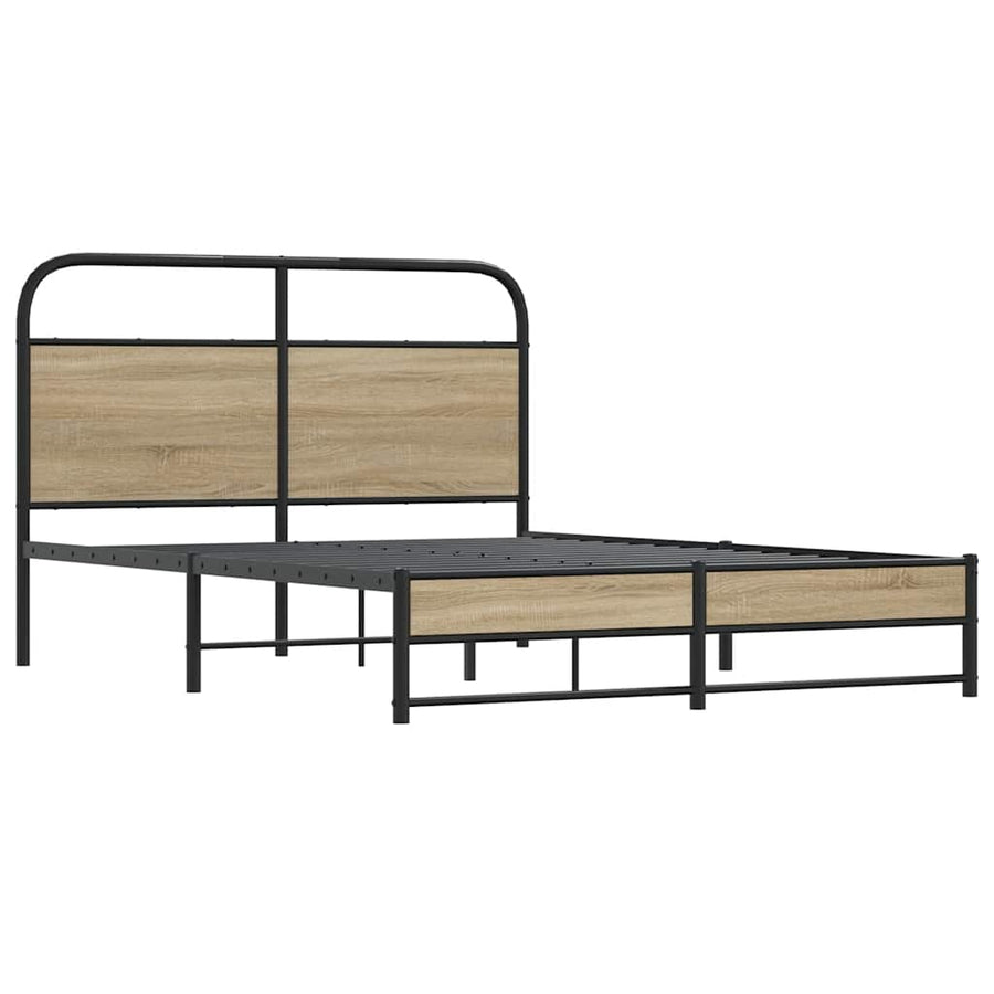 Bedframe zonder matras bewerkt hout gerookt eiken 120x190 cm