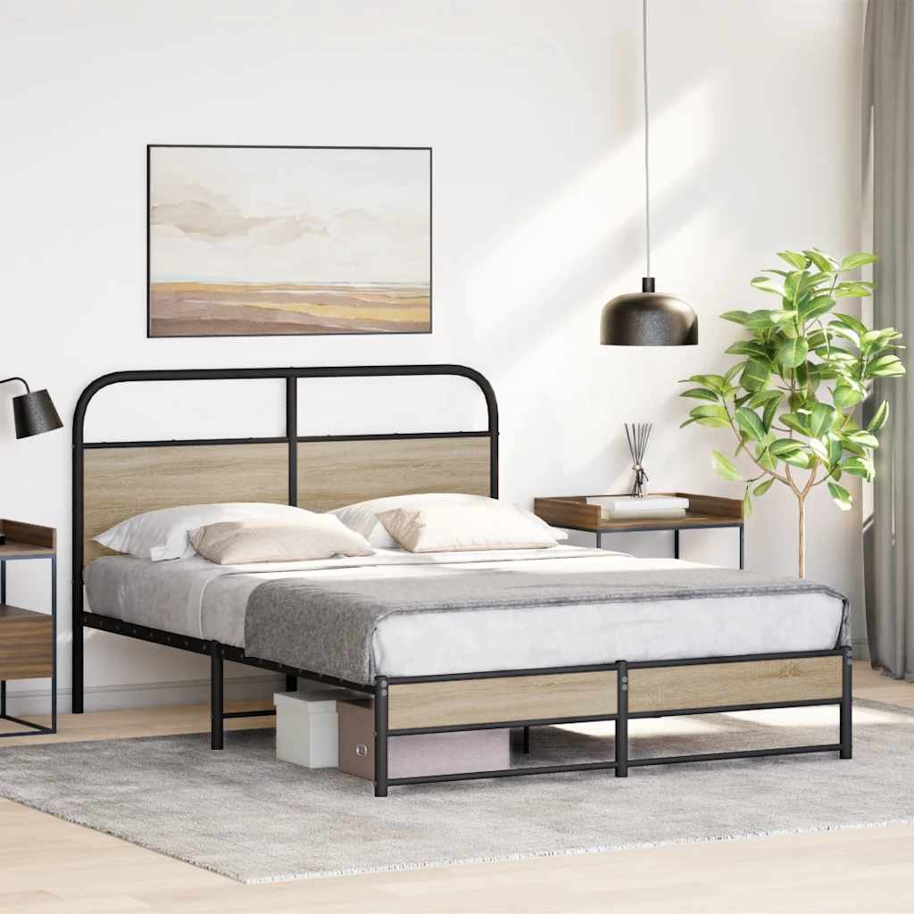 Bedframe zonder matras bewerkt hout gerookt eiken 120x190 cm