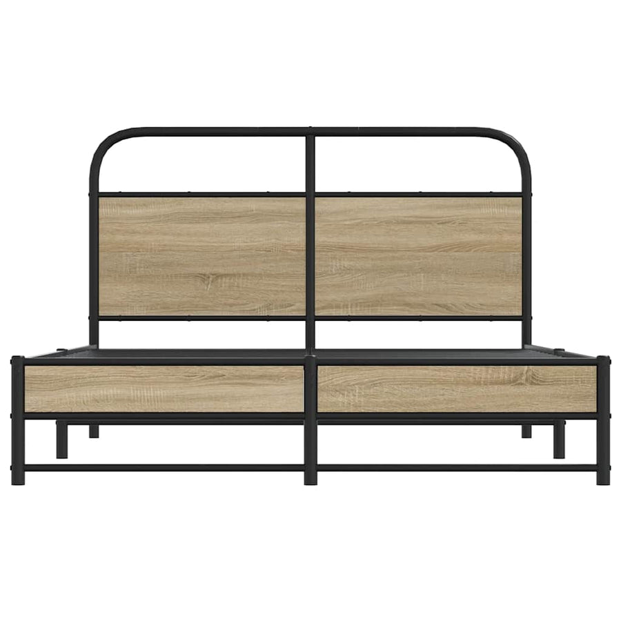 Bedframe zonder matras bewerkt hout gerookt eiken 120x190 cm