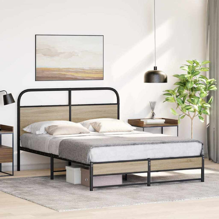 Bedframe zonder matras bewerkt hout gerookt eiken 120x200 cm