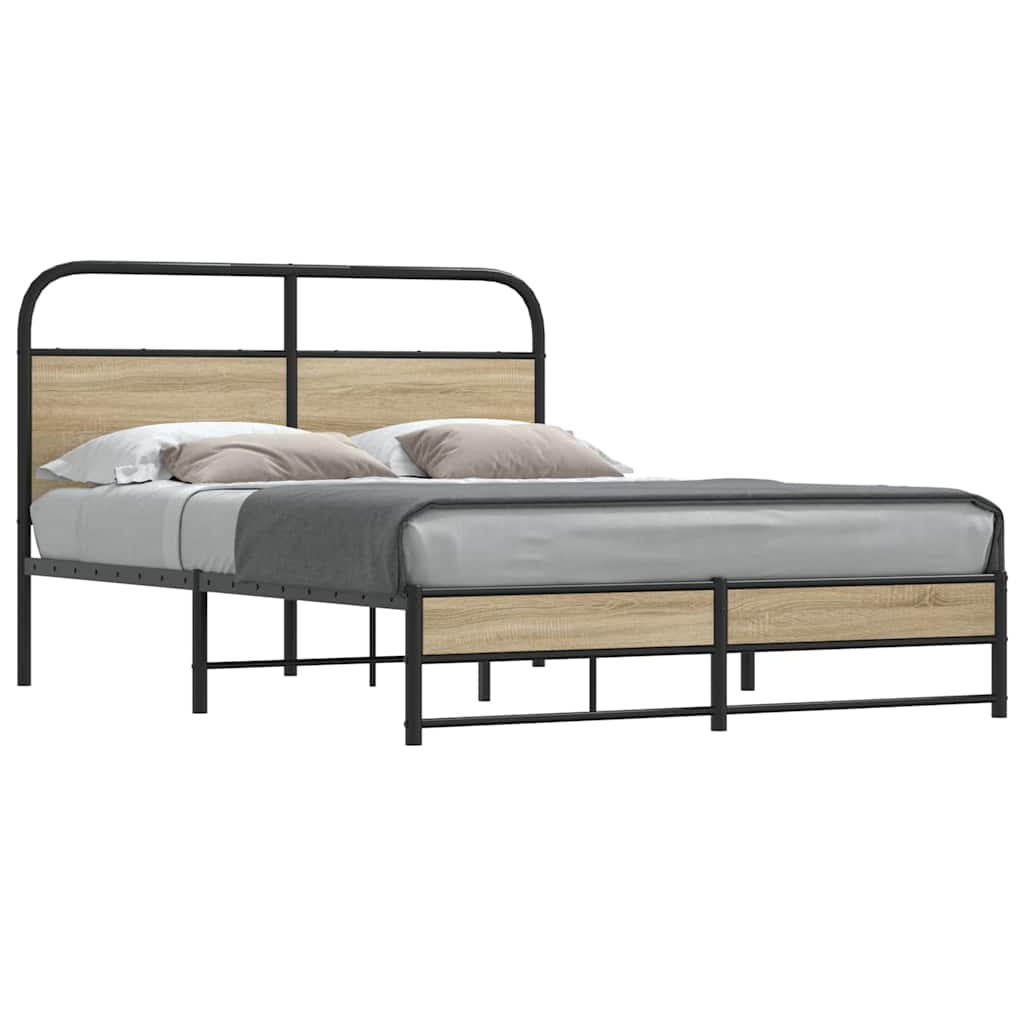 Bedframe zonder matras bewerkt hout gerookt eiken 120x200 cm