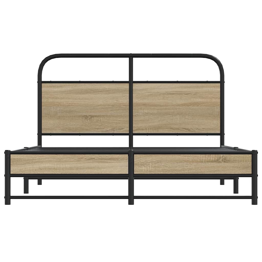 Bedframe zonder matras bewerkt hout gerookt eiken 135x190 cm