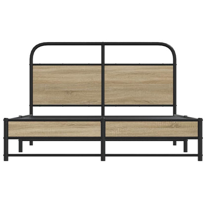 Bedframe zonder matras bewerkt hout gerookt eiken 135x190 cm