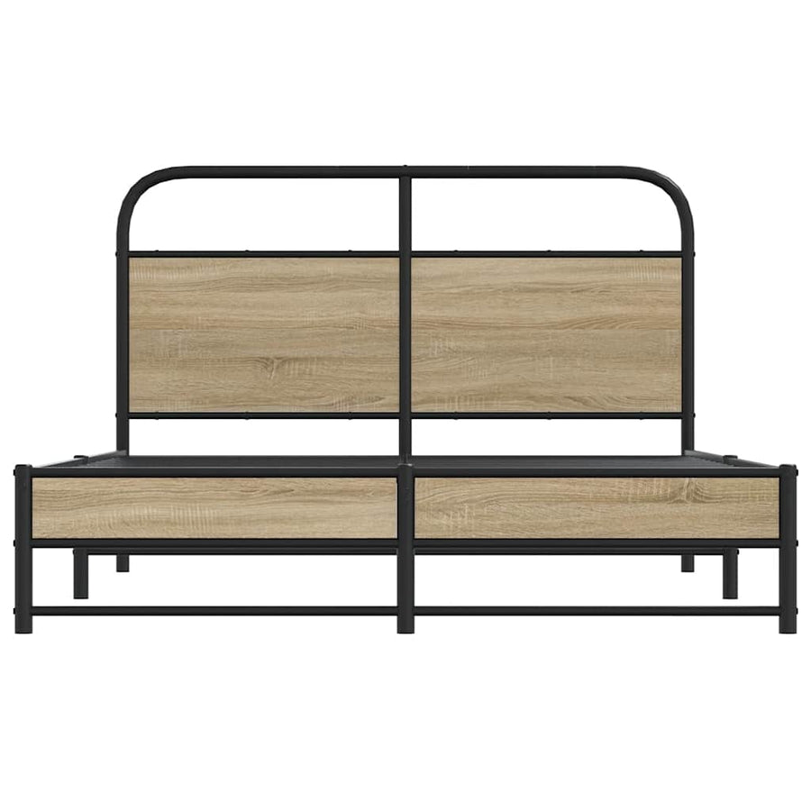 Bedframe zonder matras bewerkt hout gerookt eiken 135x190 cm