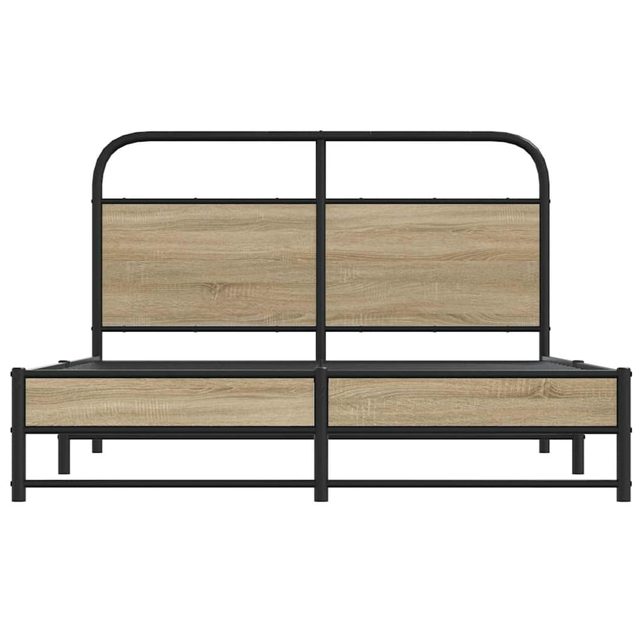 Bedframe zonder matras bewerkt hout gerookt eiken 140x200 cm