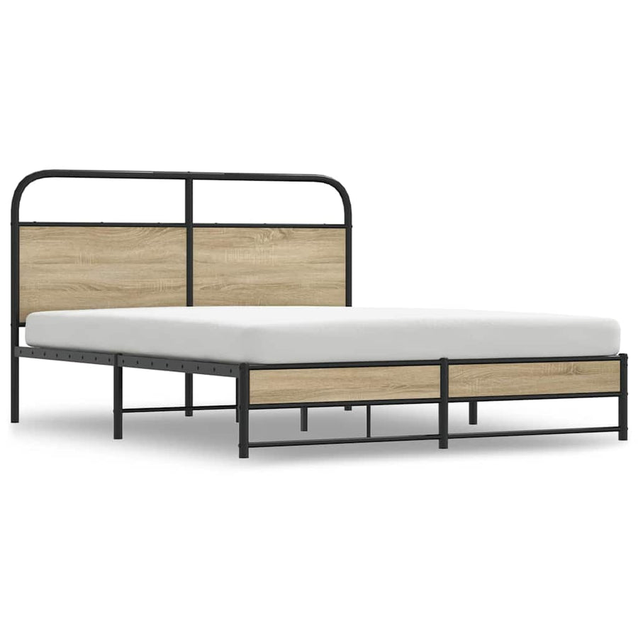 Bedframe zonder matras bewerkt hout gerookt eiken 150x200 cm