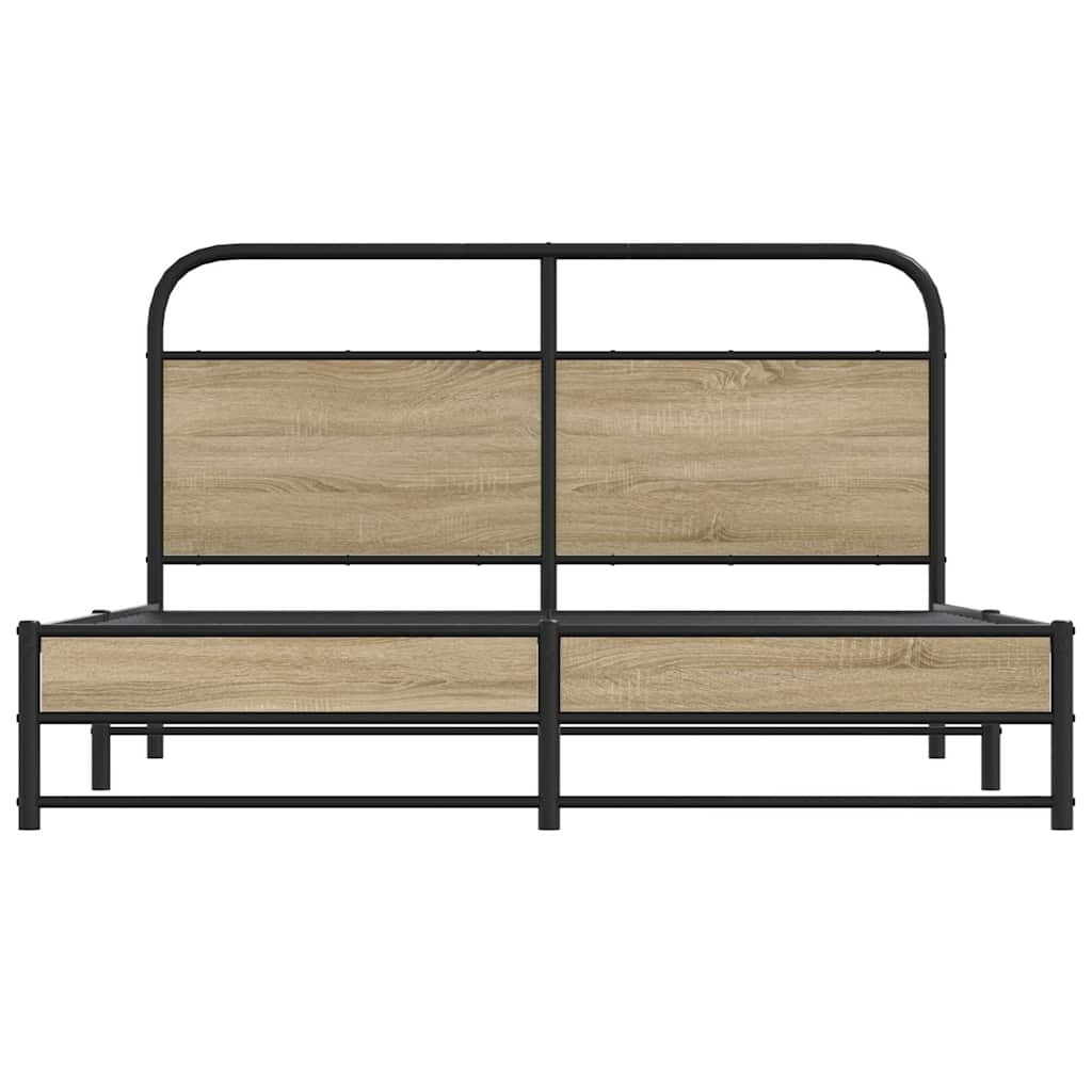 Bedframe zonder matras bewerkt hout gerookt eiken 150x200 cm