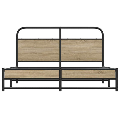 Bedframe zonder matras bewerkt hout gerookt eiken 150x200 cm