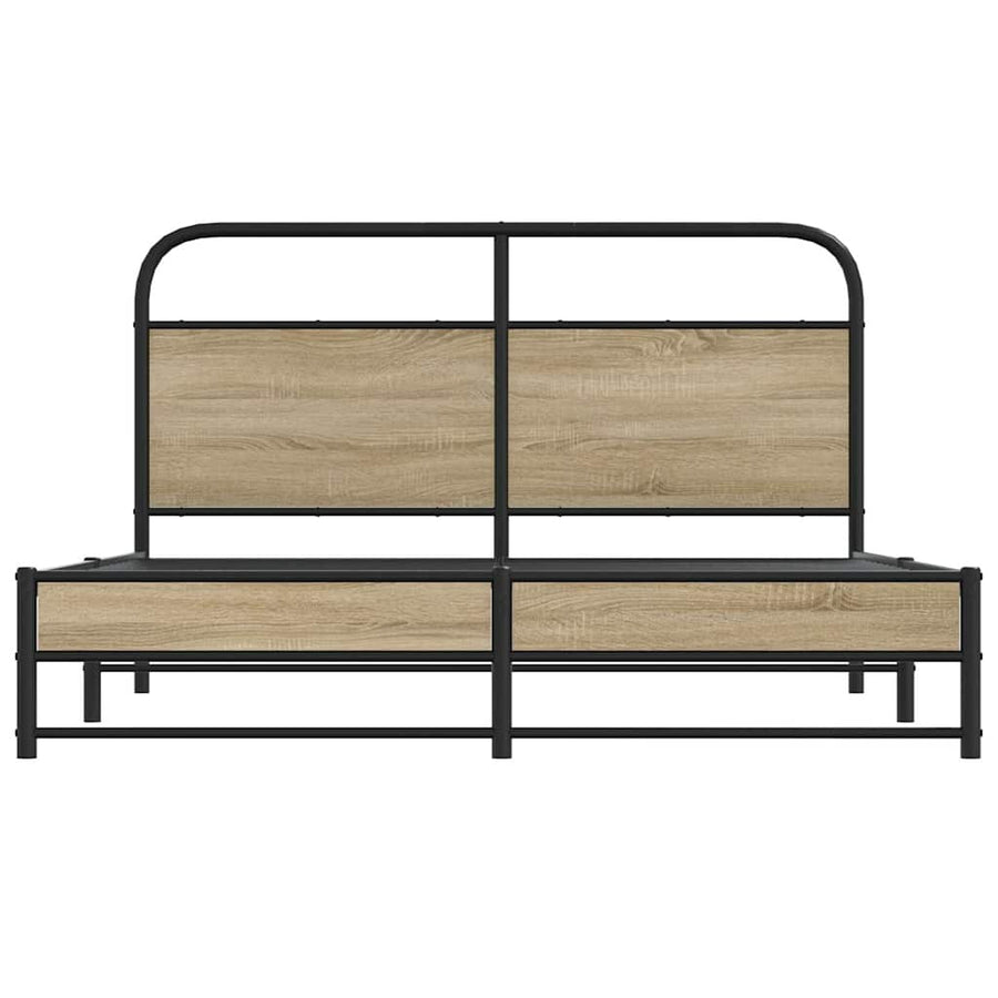 Bedframe zonder matras bewerkt hout gerookt eiken 150x200 cm