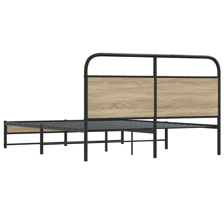 Bedframe zonder matras bewerkt hout gerookt eiken 150x200 cm