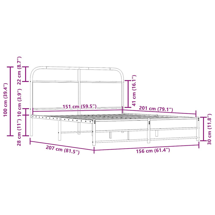 Bedframe zonder matras bewerkt hout gerookt eiken 150x200 cm