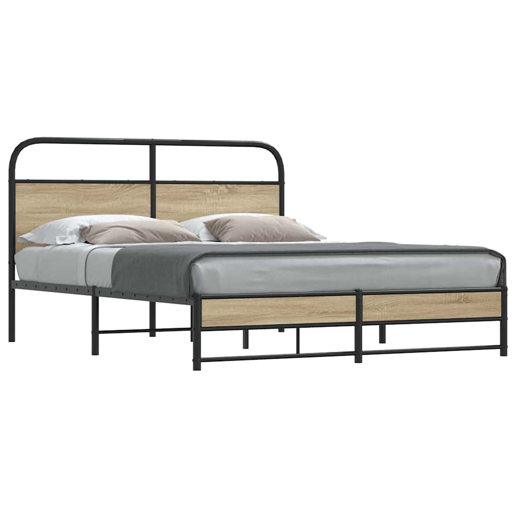 Bedframe zonder matras bewerkt hout gerookt eiken 150x200 cm
