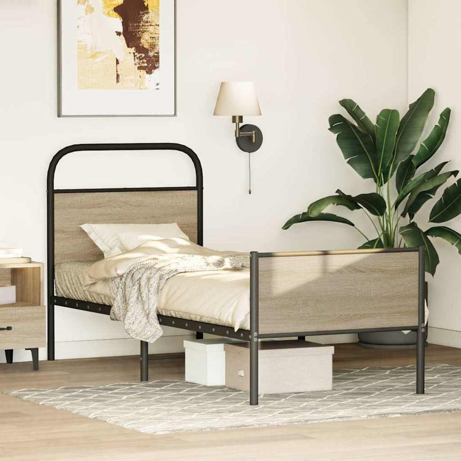 Bedframe zonder matras bewerkt hout sonoma eikenkleur 75x190 cm