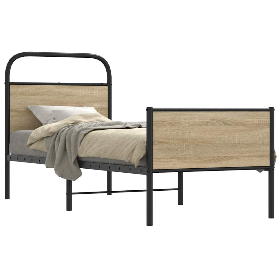 Bedframe zonder matras bewerkt hout sonoma eikenkleur 75x190 cm