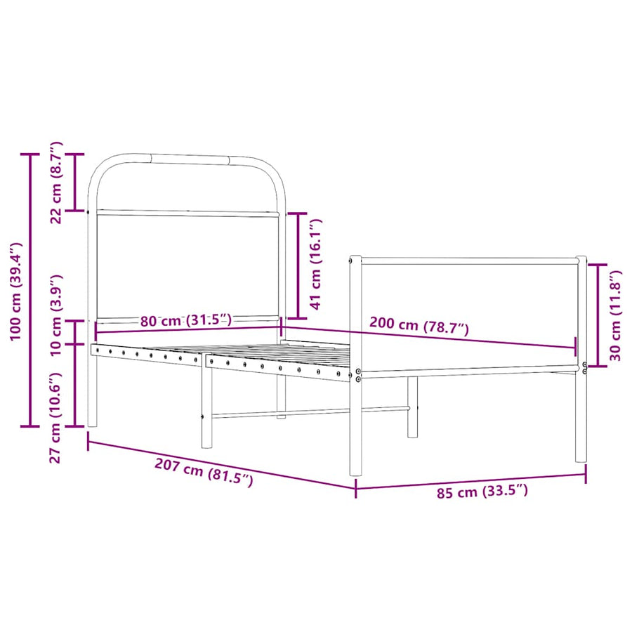 Bedframe zonder matras bewerkt hout sonoma eikenkleur 80x200 cm