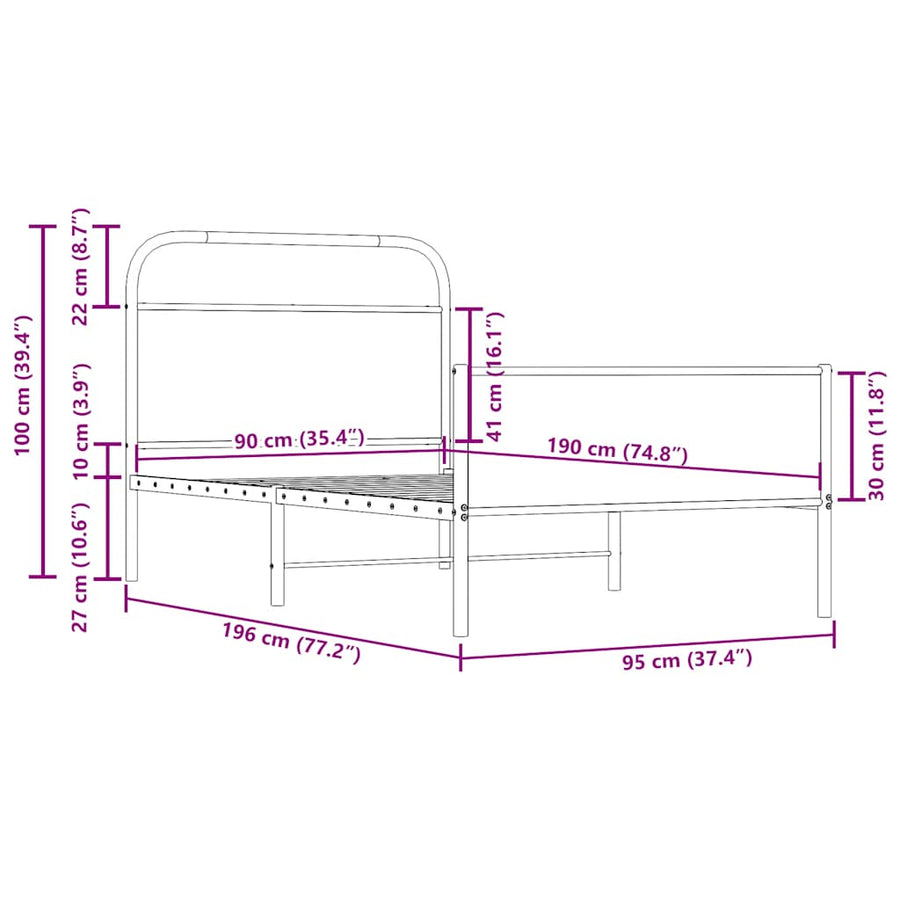 Bedframe zonder matras bewerkt hout sonoma eikenkleur 90x190 cm