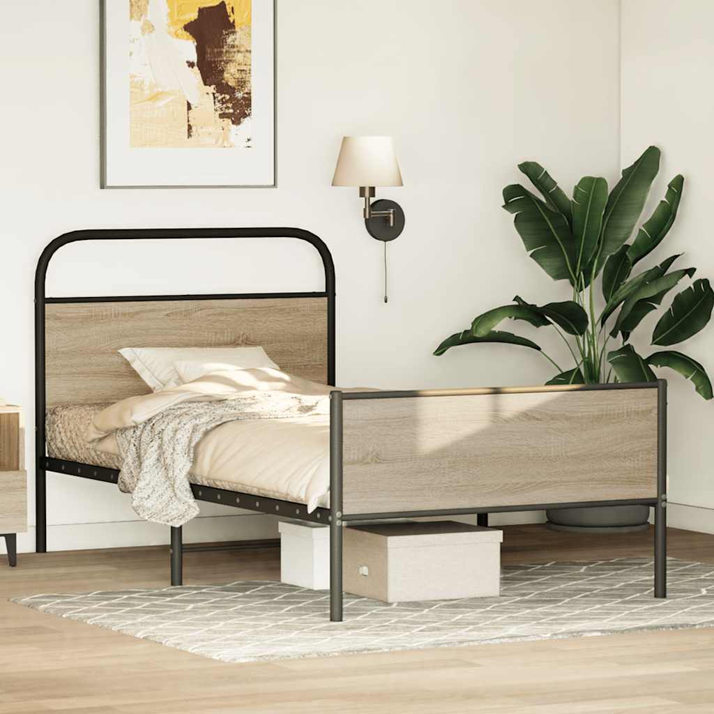 Bedframe zonder matras bewerkt hout sonoma eikenkleur 100x190cm