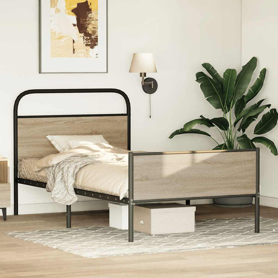 Bedframe zonder matras bewerkt hout sonoma eikenkleur 100x190cm
