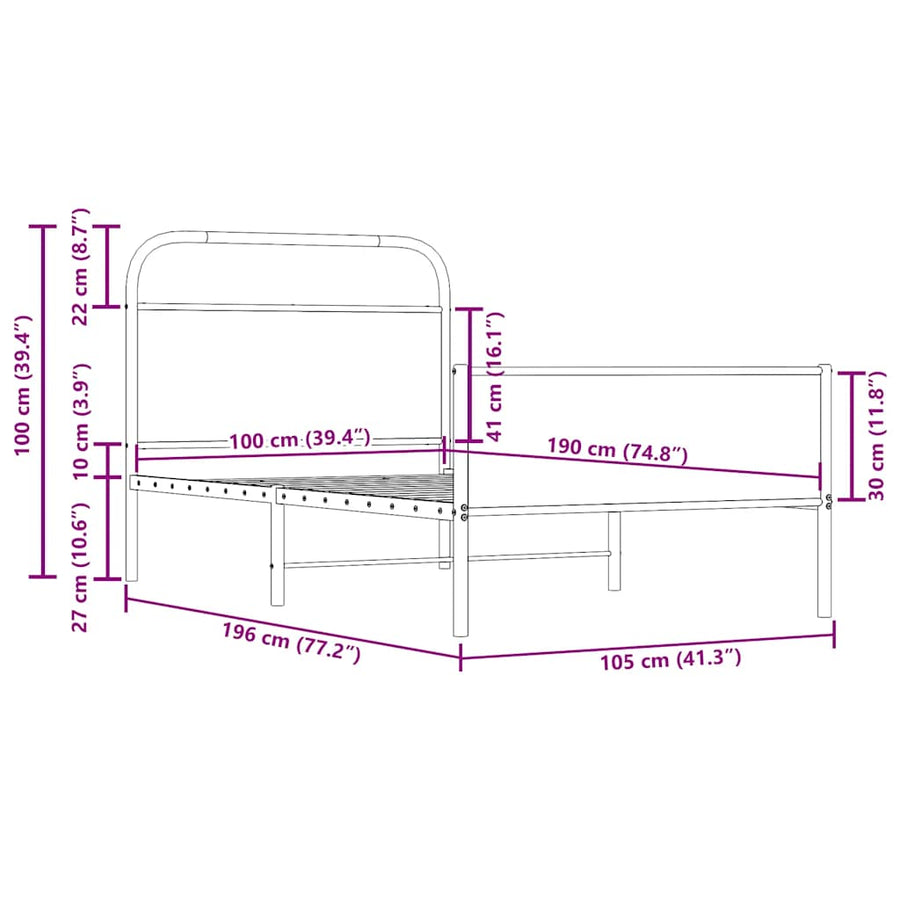 Bedframe zonder matras bewerkt hout sonoma eikenkleur 100x190cm