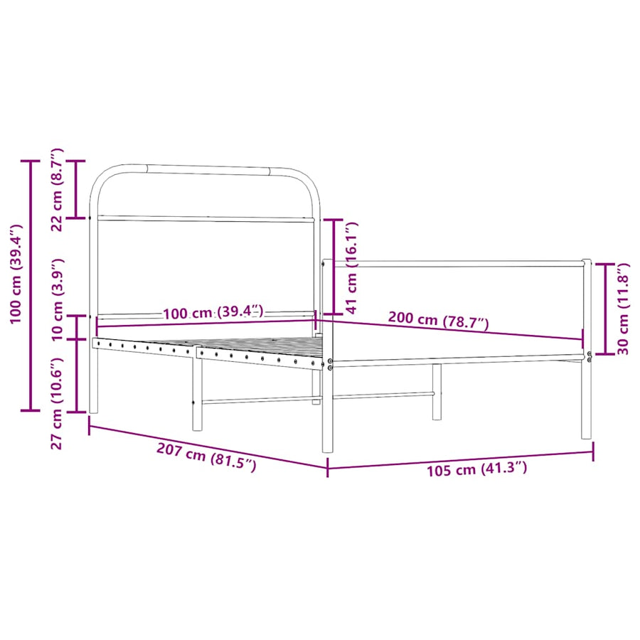 Bedframe zonder matras bewerkt hout sonoma eikenkleur 100x200cm