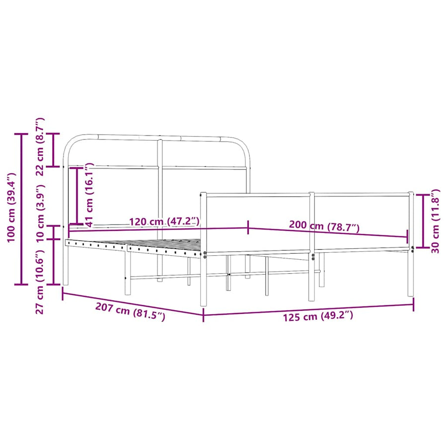 Bedframe zonder matras bewerkt hout sonoma eikenkleur 120x200cm