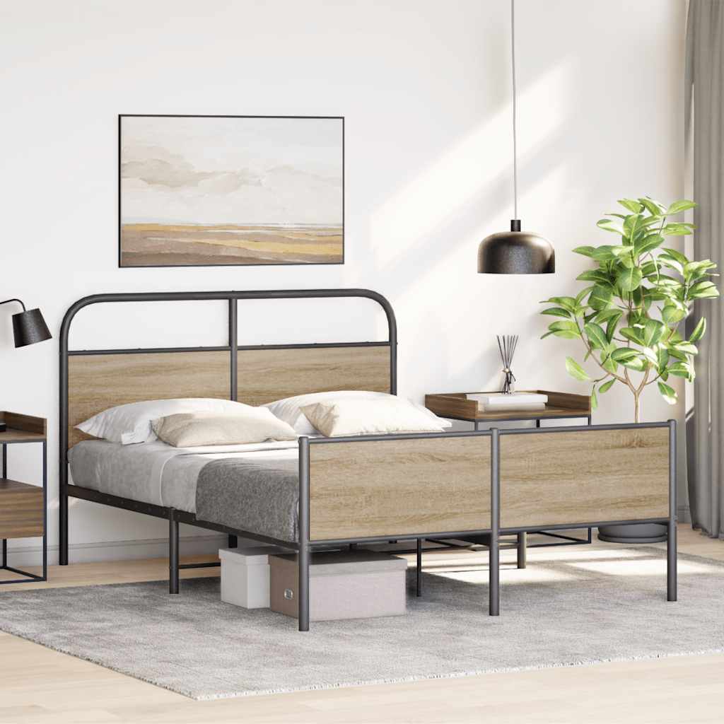 Bedframe zonder matras bewerkt hout sonoma eikenkleur 135x190cm