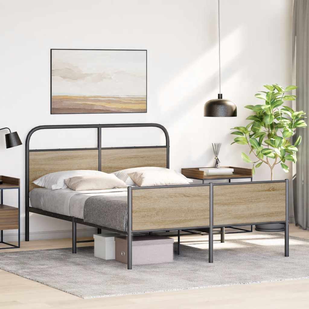 Bedframe zonder matras bewerkt hout sonoma eikenkleur 140x200cm