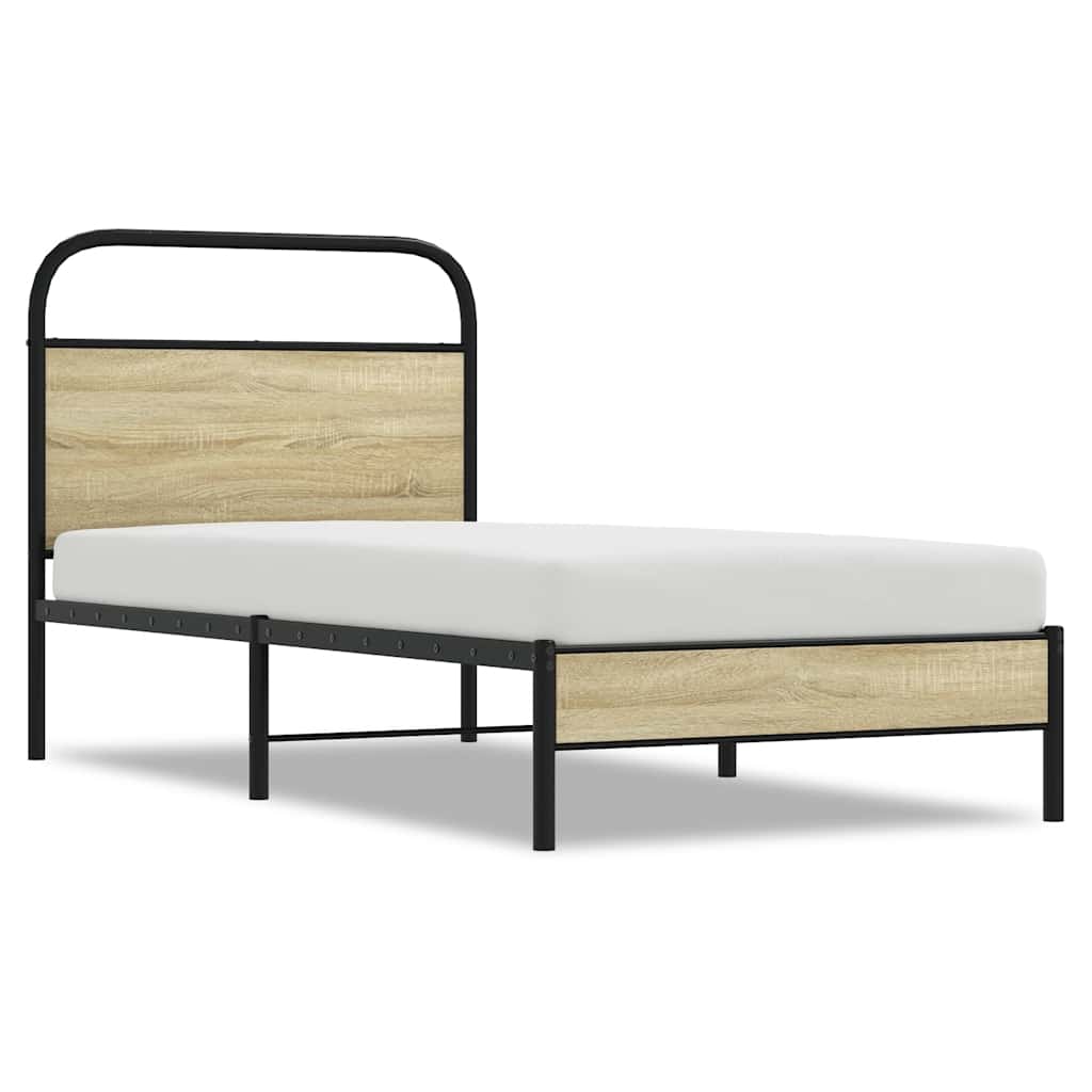 Bedframe zonder matras bewerkt hout sonoma eikenkleur 75x190 cm