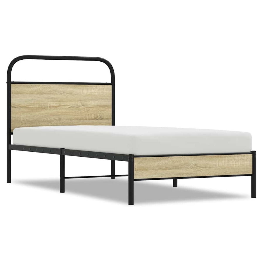 Bedframe zonder matras bewerkt hout sonoma eikenkleur 75x190 cm
