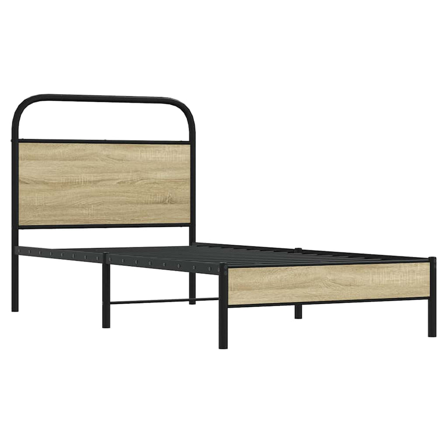 Bedframe zonder matras bewerkt hout sonoma eikenkleur 75x190 cm